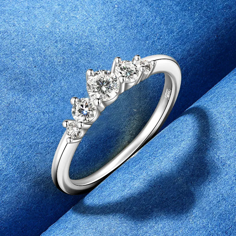 Five Stone Crown Moissanite Ring
