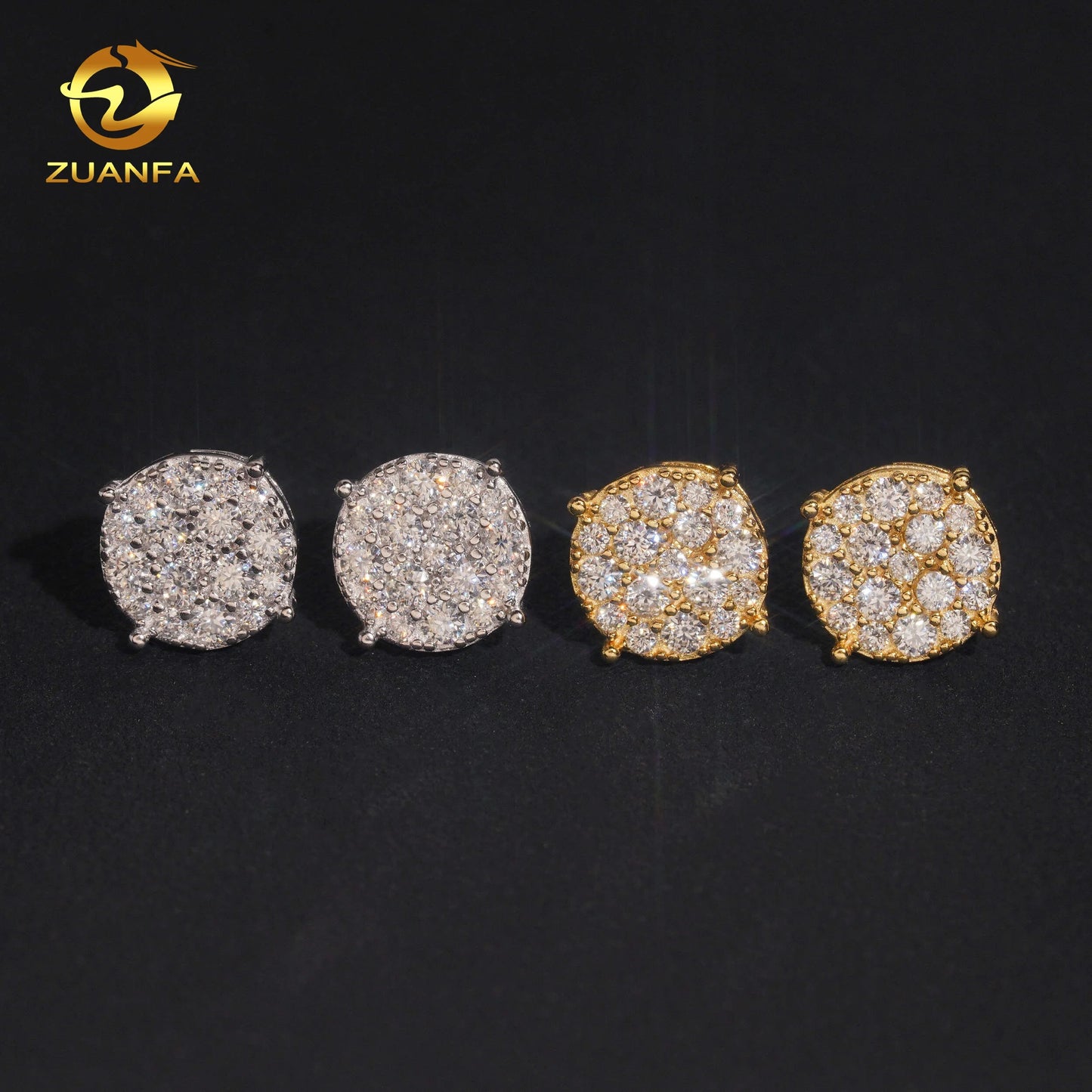 US Local Stock Fast Shipping Hip Hop Style Iced Out Mens Iced Out Diamond 925 Silver Moissanite Earrings