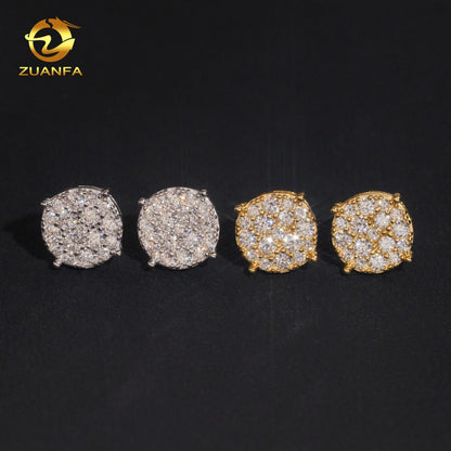 US Local Stock Fast Shipping Hip Hop Style Iced Out Mens Iced Out Diamond 925 Silver Moissanite Earrings