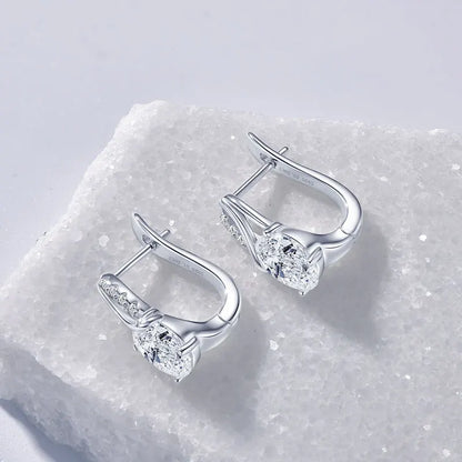 Women Design Lady's Jewelry Gold Plating Trendy 925 Silver 6x8mm 1.5ct Moissanite Oval Huggies Earring for Women Gifts