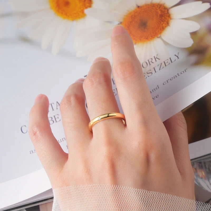 Dome Burnish Setting Wedding Band Ring