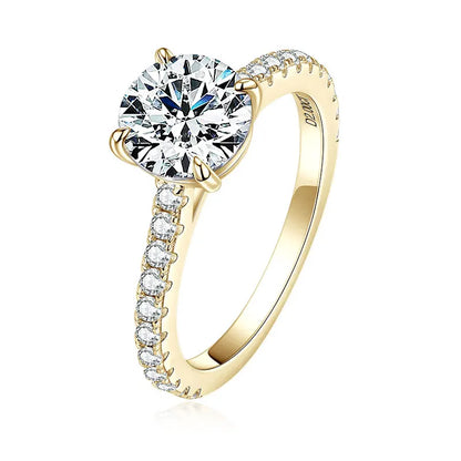 Factory GRA Certification 8mm 2.0CT Moissanite S925 Sterling Silver Four Claws Classic Wedding Engagement Ring for Women