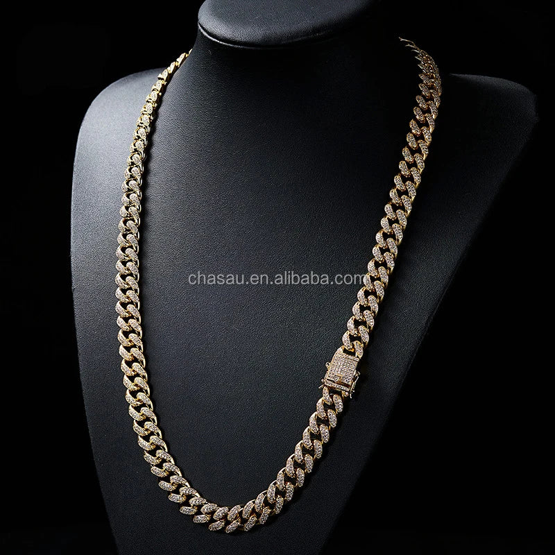 Custom Fine Jewelry Cubic Zirconia Rope Hip Hop Tennis Neck Chain Mens Link Necklace Cuban Gold Silver Chains Design for Men