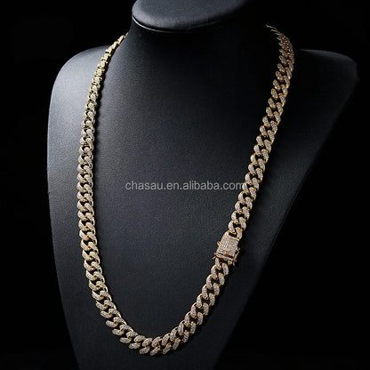 Custom Fine Jewelry Cubic Zirconia Rope Hip Hop Tennis Neck Chain Mens Link Necklace Cuban Gold Silver Chains Design for Men
