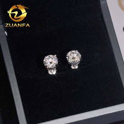 Fashion Jewelry 925 Sterling Silver Stud Earring 7.5mm GRA Certified VVS Moissanite Earrings