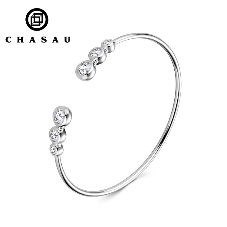 Multilayer Wrist Jewelry Certificate 925 Sterling Silver Simple D Color Bezel Moissanite Cuff Bracelet Bangles for Women