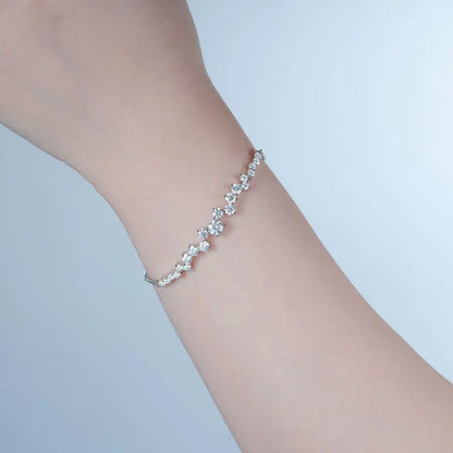 925 Silver 5mm&3.5mm&2.5mm D Color Pass Diamond Tester Moissanite Bracelet Fashion Ladies Double Chain Design Bracelet for Women