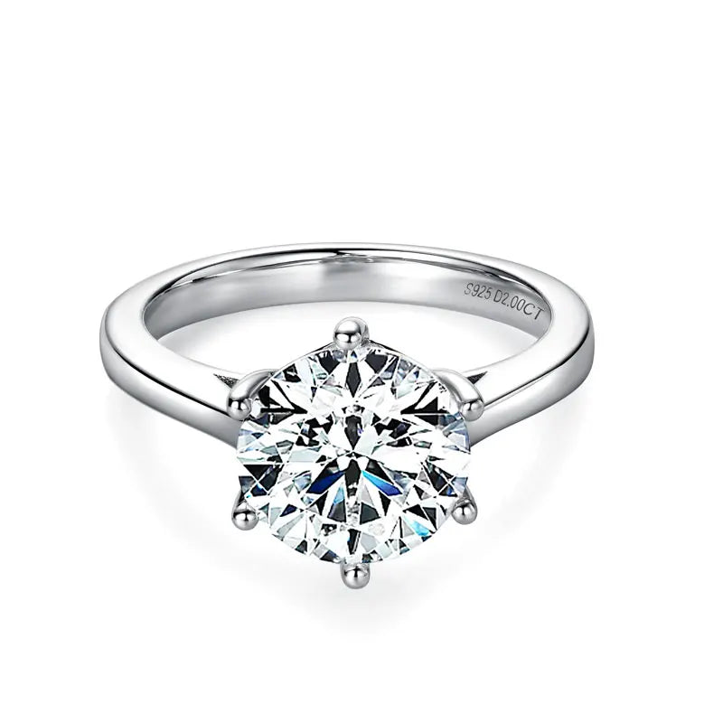 2ct 3ct 4ct 925 Sterling Silver VVS Solitaire Moissanite Wedding Engagement Ring for Women With Gra Certificate
