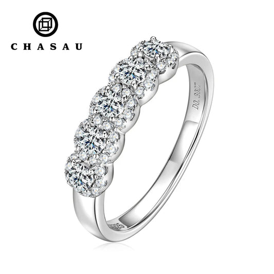 Five-Flower Halo Moissanite Ring