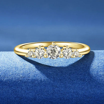 Five Stone Crown Moissanite Ring