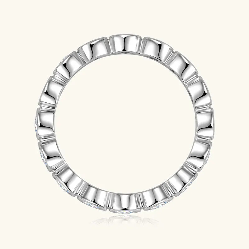 925 Silver Clad 3MM 0.1ct Moissanite Full Stones Muddle Ring Wedding Eternity Bands Stack Engagement Ring for Women