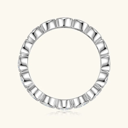 925 Silver Clad 3MM 0.1ct Moissanite Full Stones Muddle Ring Wedding Eternity Bands Stack Engagement Ring for Women