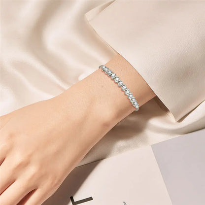 Fashion Classic Wedding 925 Sterling Silver D Color VVS1 3mm 0.1ct Round Cut Moissanite Bracelet for Women