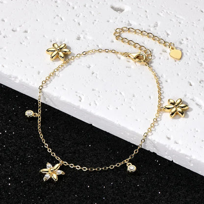 Adjustable Fashion Style S925 Silver Mossanite 2mm & 2.5mm Round Fine Flower Pendant VVS Moissanite Bracelet for Women Girls