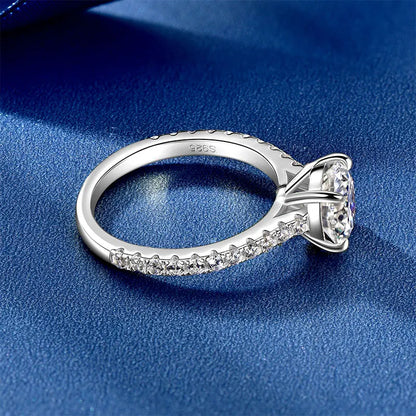 Factory GRA Certification 8mm 2.0CT Moissanite S925 Sterling Silver Four Claws Classic Wedding Engagement Ring for Women