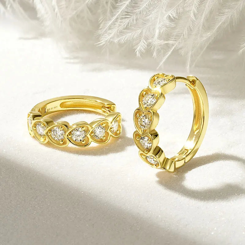Moissanite Heart Hoop Earrings