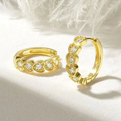 Moissanite Heart Hoop Earrings
