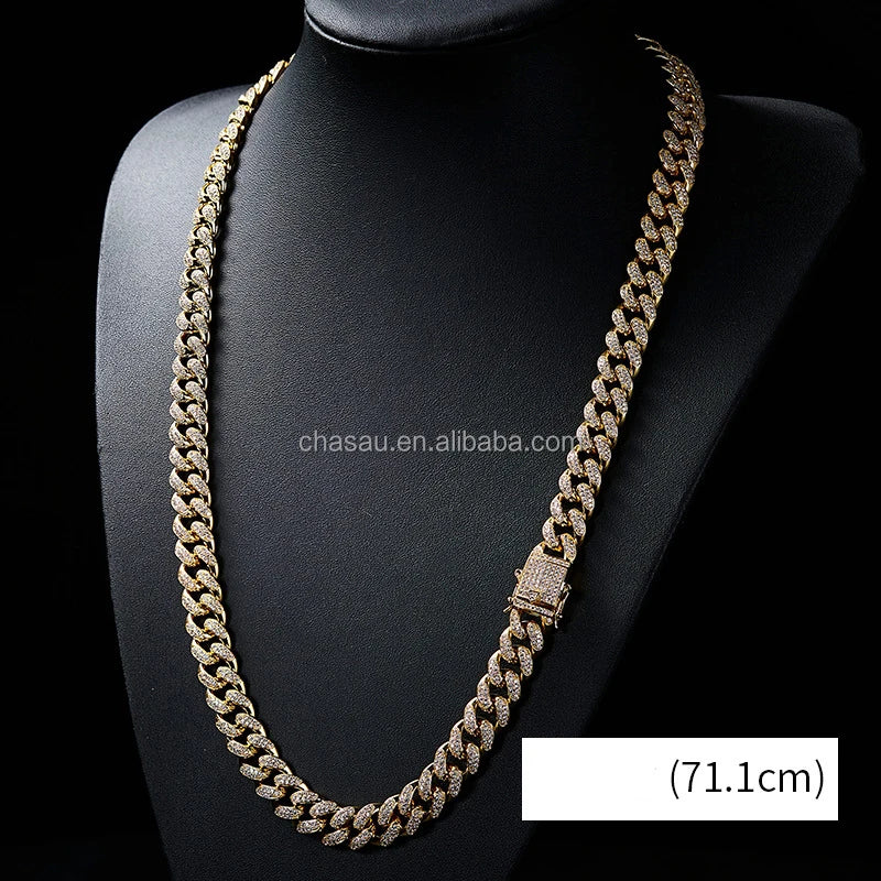 Custom Fine Jewelry Cubic Zirconia Rope Hip Hop Tennis Neck Chain Mens Link Necklace Cuban Gold Silver Chains Design for Men