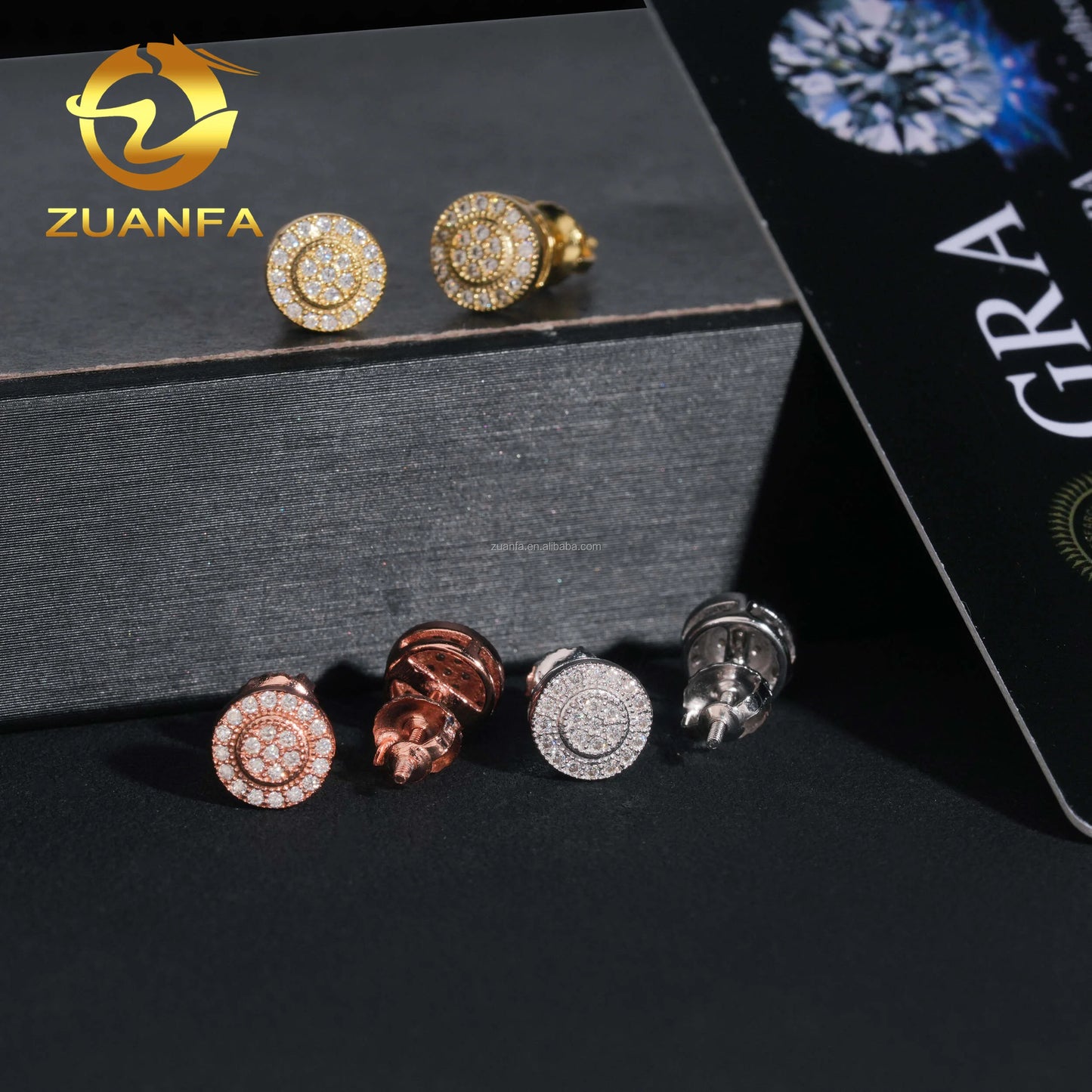2025 Hot Selling Bulk Stock in America Warehouse Fashion Fire Jewelry Hip Hop S925 Screw Back VVS1 Moissanite Stud Earrings