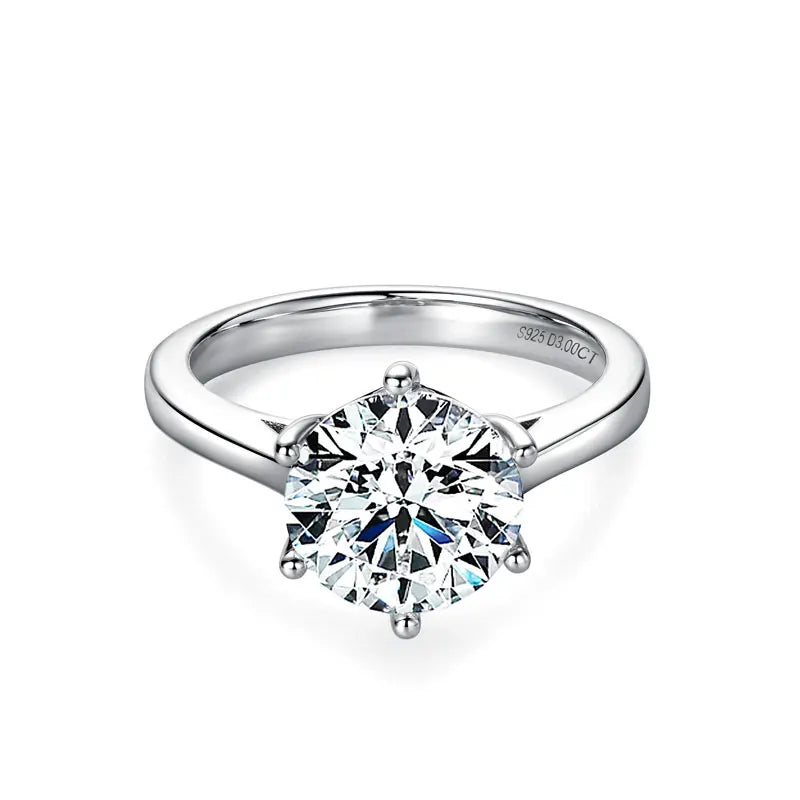 2ct 3ct 4ct 925 Sterling Silver VVS Solitaire Moissanite Wedding Engagement Ring for Women With Gra Certificate