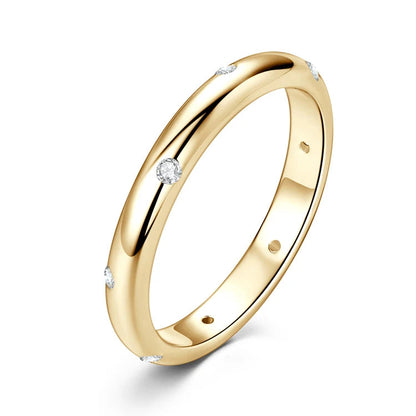 Dome Burnish Setting Wedding Band Ring