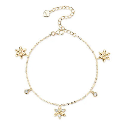 Adjustable Fashion Style S925 Silver Mossanite 2mm & 2.5mm Round Fine Flower Pendant VVS Moissanite Bracelet for Women Girls