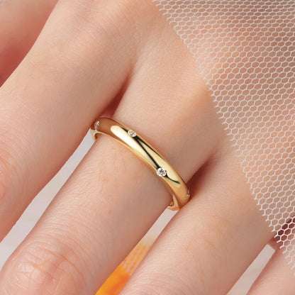 Dome Burnish Setting Wedding Band Ring