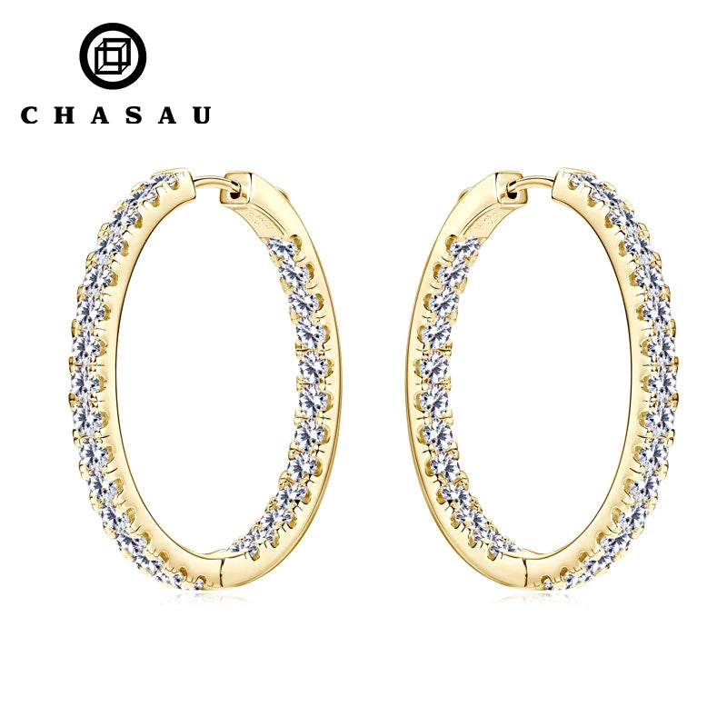 100% Moissanite Diamond Earrings 925 Sterling Silver 37mm Circle Big Hoop Earrings for Women Wedding Valentine Jewelry Gifts