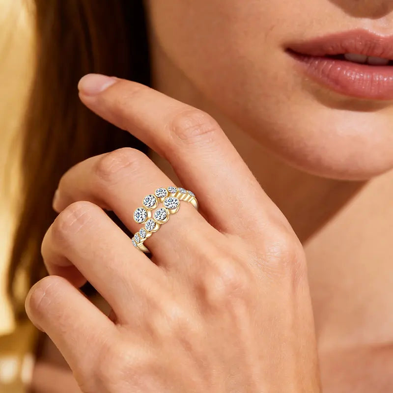 925 Silver 4mm&3.5mm&3mm&2.5mm Bezel Set Moissanite Bubble Twist Shank Open Wedding Engagement Moissanite Ring for Women