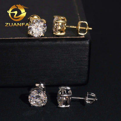 Fashion Jewelry 925 Sterling Silver Stud Earring 7.5mm GRA Certified VVS Moissanite Earrings