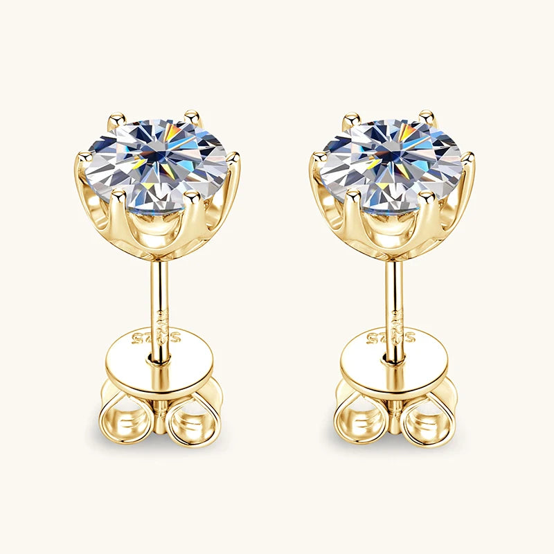 6-Claw Moissanite Stud Earrings