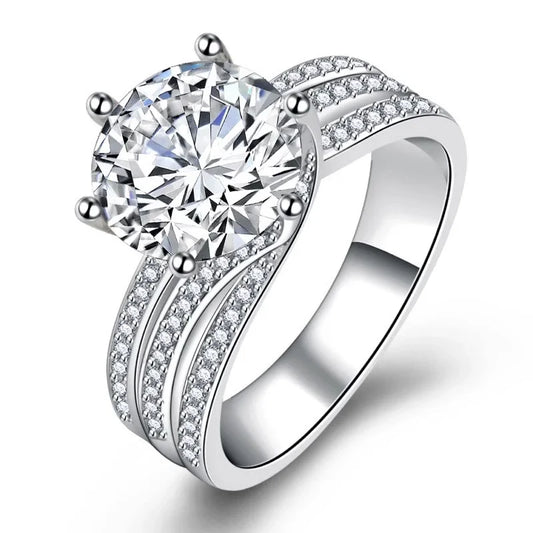 Hot Sale Luxury Fine Jewelry for Women 3ct 3.0ct 3 Carat 9mm Moissanite S925 Sterling Silver Wedding Engagement Ring Classic