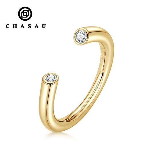 Moissanite Double Stone Open Ring