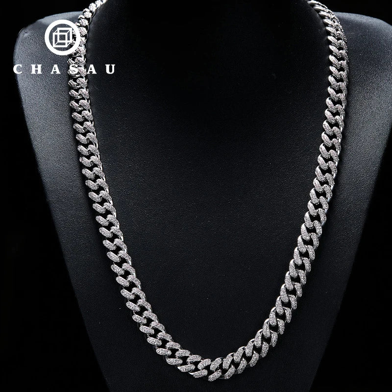 Custom Fine Jewelry Cubic Zirconia Rope Hip Hop Tennis Neck Chain Mens Link Necklace Cuban Gold Silver Chains Design for Men