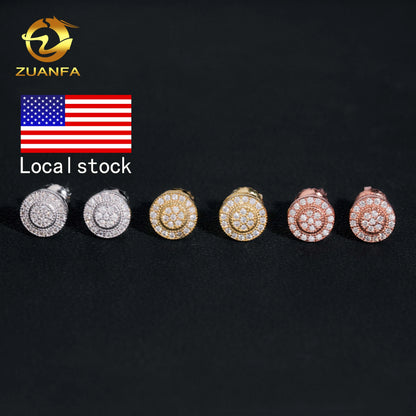 2025 Hot Selling Bulk Stock in America Warehouse Fashion Fire Jewelry Hip Hop S925 Screw Back VVS1 Moissanite Stud Earrings