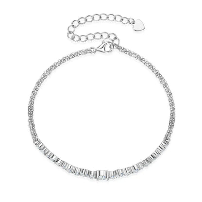 925 Silver 5mm&3.5mm&2.5mm D Color Pass Diamond Tester Moissanite Bracelet Fashion Ladies Double Chain Design Bracelet for Women