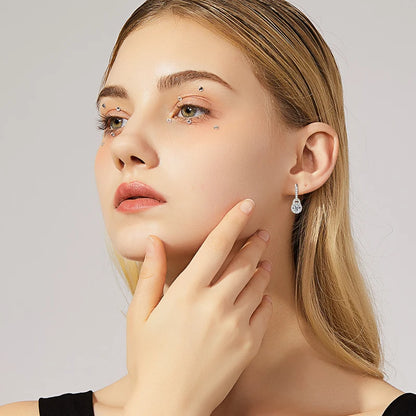 Sparkle 5mm 0.5ct Iced Out Light Luxury Moissanite 925 Sterling Silver U-Shaped Dangle Hoop Earrings for Women