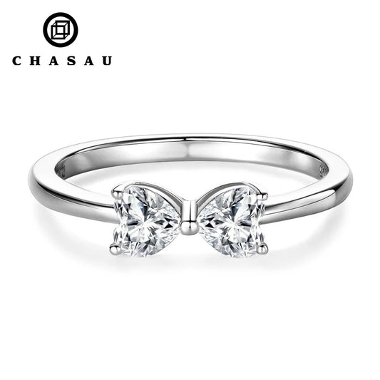 Fine Jewelry Simple Butterflies Heart Shape S925 Sterling Silver Diamond VVs1 Moissanite Ring Band for Ladies Women Gift