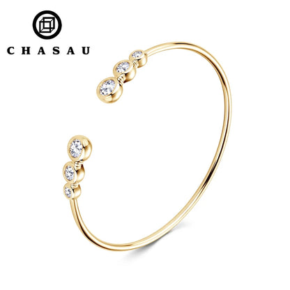 Multilayer Wrist Jewelry Certificate 925 Sterling Silver Simple D Color Bezel Moissanite Cuff Bracelet Bangles for Women