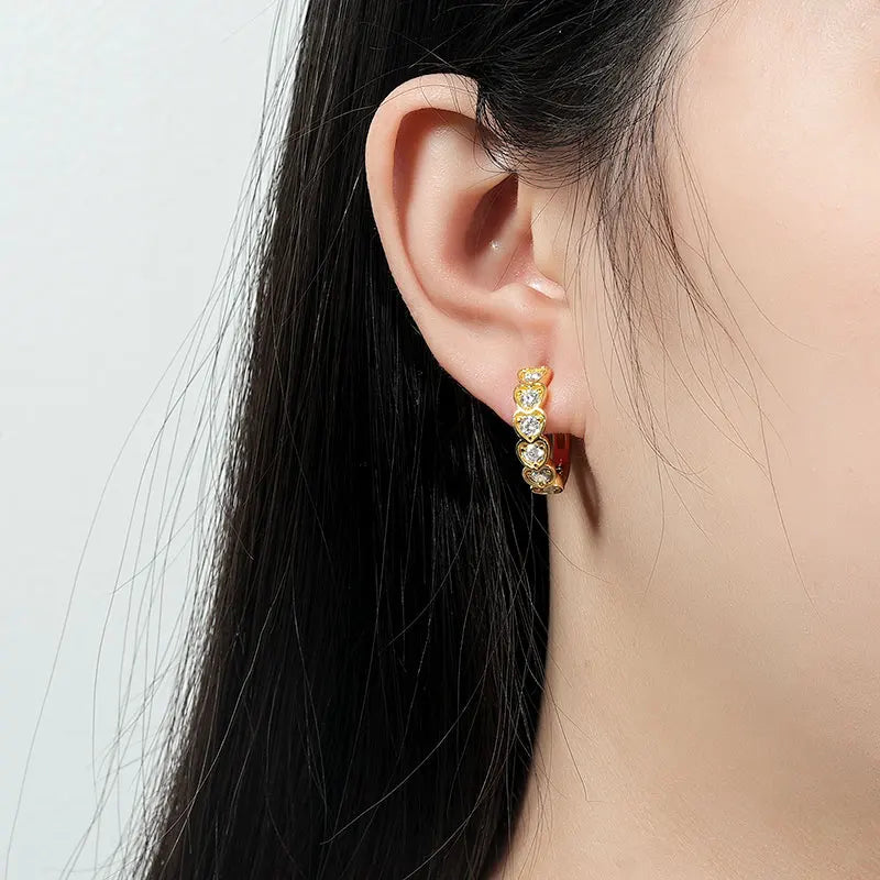 Moissanite Heart Hoop Earrings