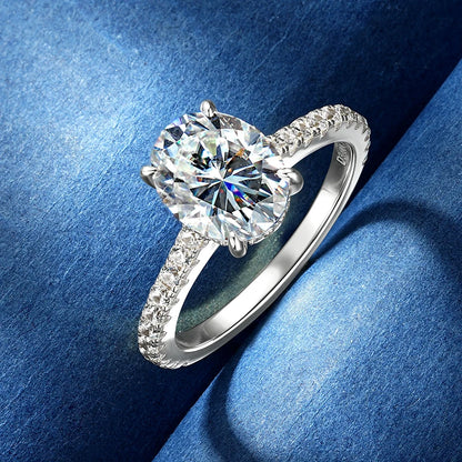 925 Silver Eternity Band 3CT 8x10mm Oval Cut D Color VVS1 Moissanite Classic  Engagement Jewelry Rings Gift for Women