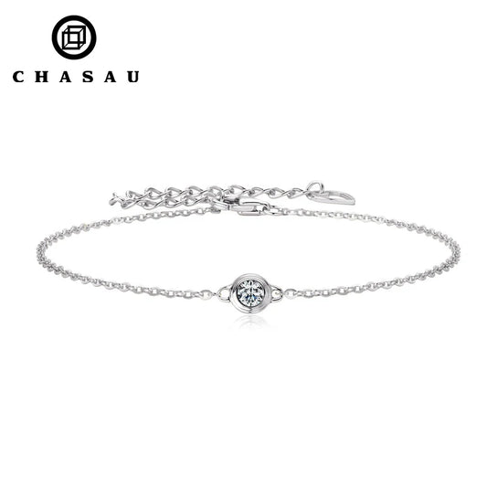 Hot Sell Trendy 925 Sterling Silver Round Cut 3mm 0.10ct Moissanite Infinity Round Bolo Bracelet for Women