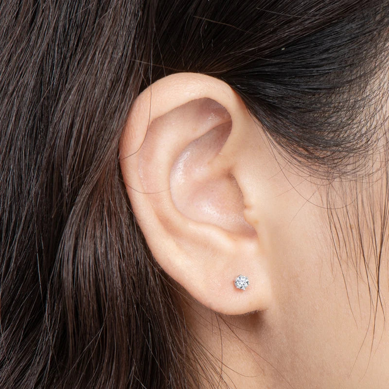 Party Fine Jewelry Tiny Delicate 925 Sterling Silver VVS Cute 3mm 0.1CT Moissanite Stud Earring for Lady