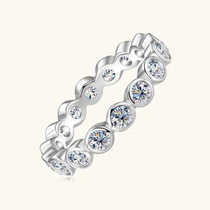 925 Silver Clad 3MM 0.1ct Moissanite Full Stones Muddle Ring Wedding Eternity Bands Stack Engagement Ring for Women