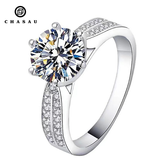 Classic Fashion Women Luxury Fine Jewelry 3ct 3.0ct 3 Carat 9mm Moissanite S925 Sterling Silver Engagement Wedding Rings Gift