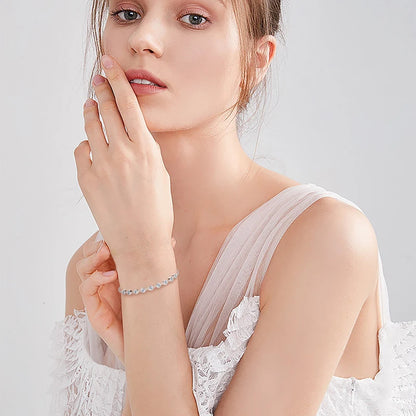 Charms Round Full 3mm 0.1ct Moissanite Diamond Adjustable Chain Bracelet 925 Sterling Silver Original Bracelets for Women