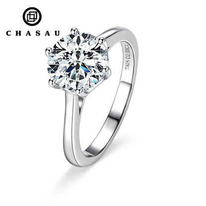 2ct 3ct 4ct 925 Sterling Silver VVS Solitaire Moissanite Wedding Engagement Ring for Women With Gra Certificate