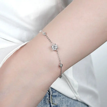 Original Charms 6.5mm&2.5mm D Color VVS1 Full Moissanite 925 Sterling Silver Chain Bracelets for Women with Gra Certificate