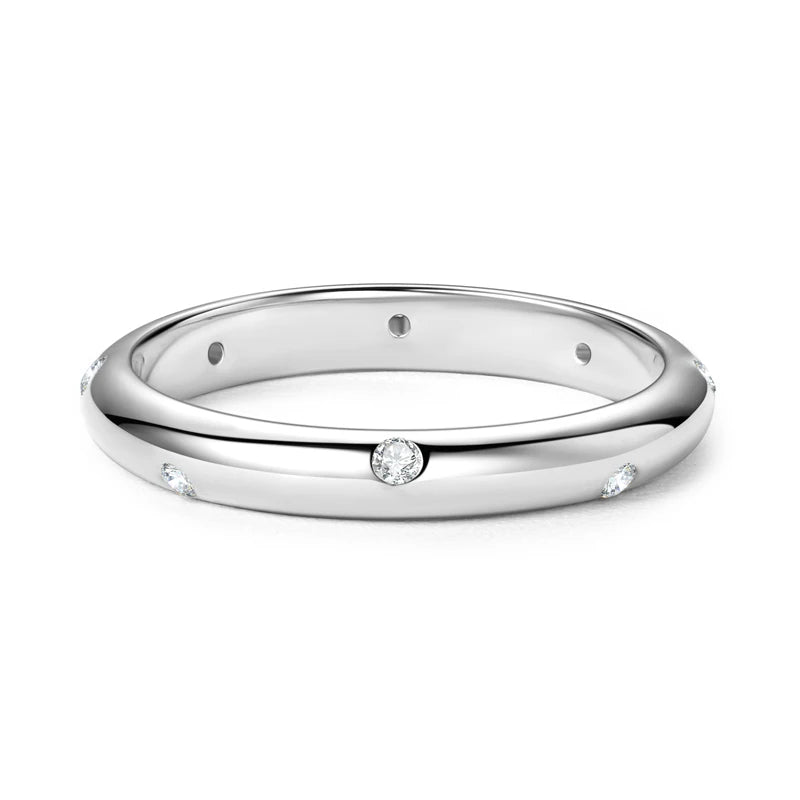 Dome Burnish Setting Wedding Band Ring