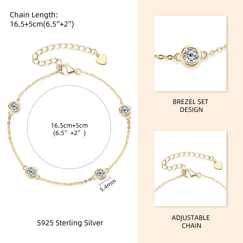 Sterling Silver 925 Bracelet Engagement Wedding Jewelry 4mm 1.2cttw All D Moissanite Diamond Bracelet for Girls